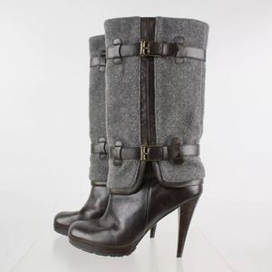 Cole Haan wool and brown leather tall boots 6